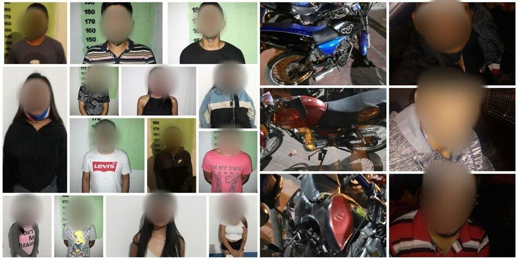 Algunas de las personas que fueron demoradas por la Policía, por participar en una fiesta clandestina en Palpalá. También los efectivos secuestraron numerosas motocicletas.