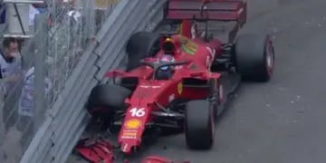 Leclerc se golpeó en clasificación e igualmente logró la pole en Mónaco