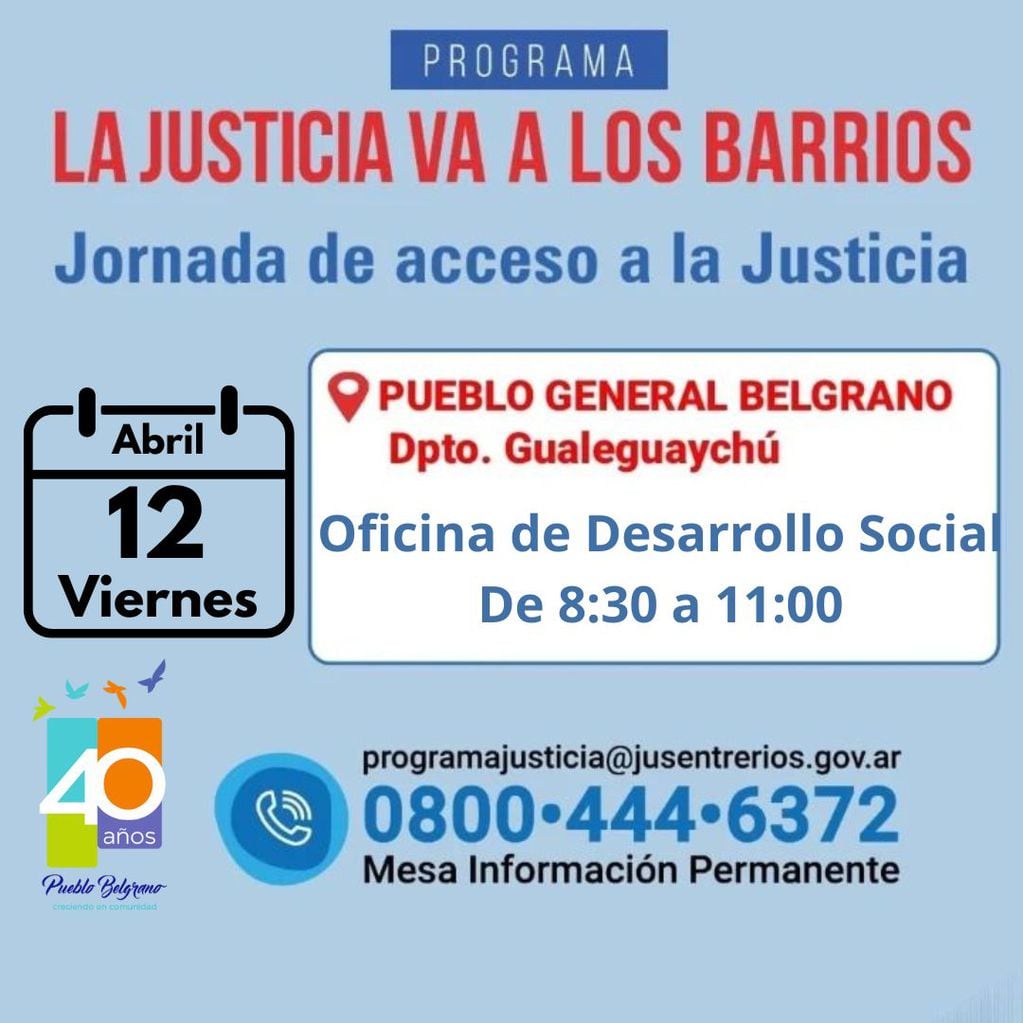 Programa “La Justicia va a tu Barrio”