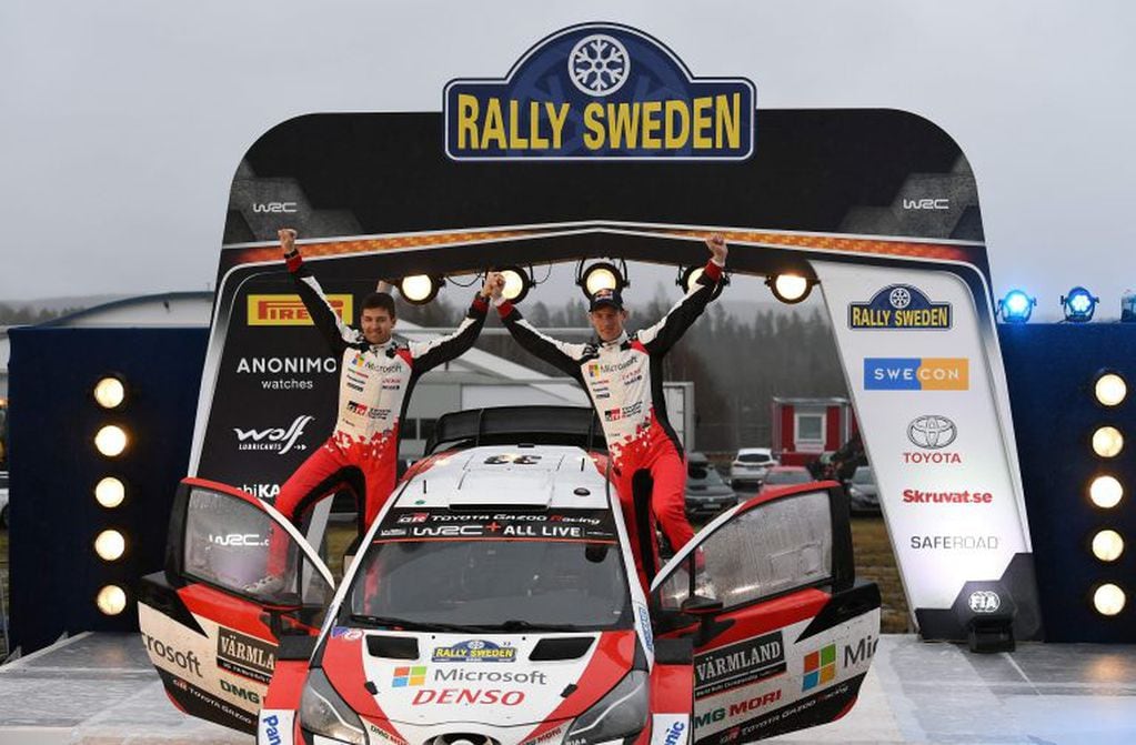 Elfyn Evans, cuando ganó el pasado Rally de Suecia, con Toyota.