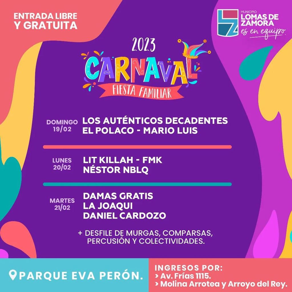 La Joaqui, Lit Killah, FMK y más shows gratuitos durante el fin de semana largo de Carnaval 2023