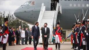 El canciller Santiago Cafiero recibió al presidente chileno. (Cancillería Argentina)