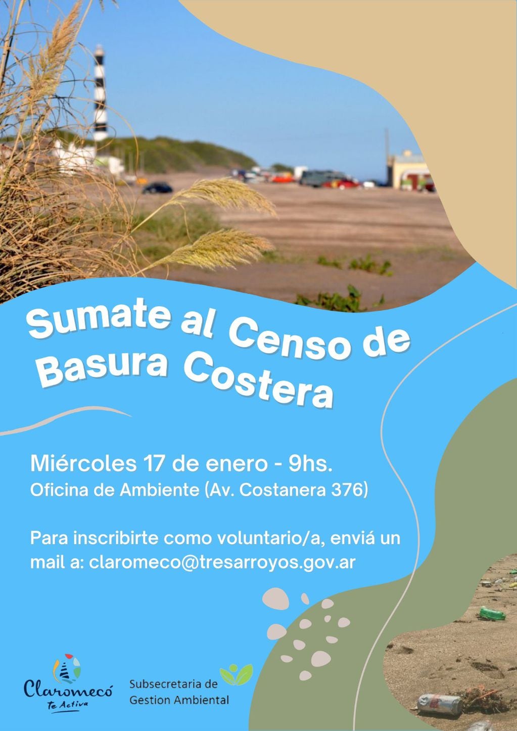 Se realizará en Claromecó el Censo de Basura Costera 2024
