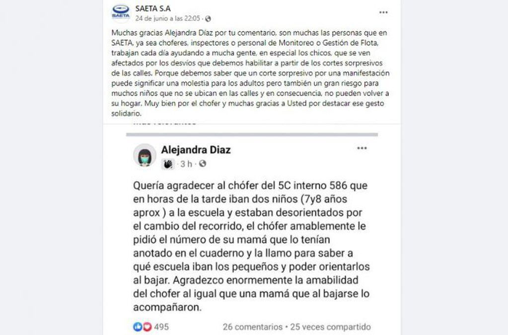 La usuaria Alejandra Díaz, fue quien viralizó el gesto del chofer.