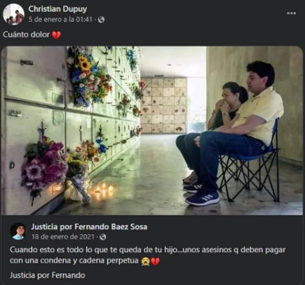 El posteo de Christian Dupuy, el padre de Lucio, por el caso de Fernando Báez Sosa.
