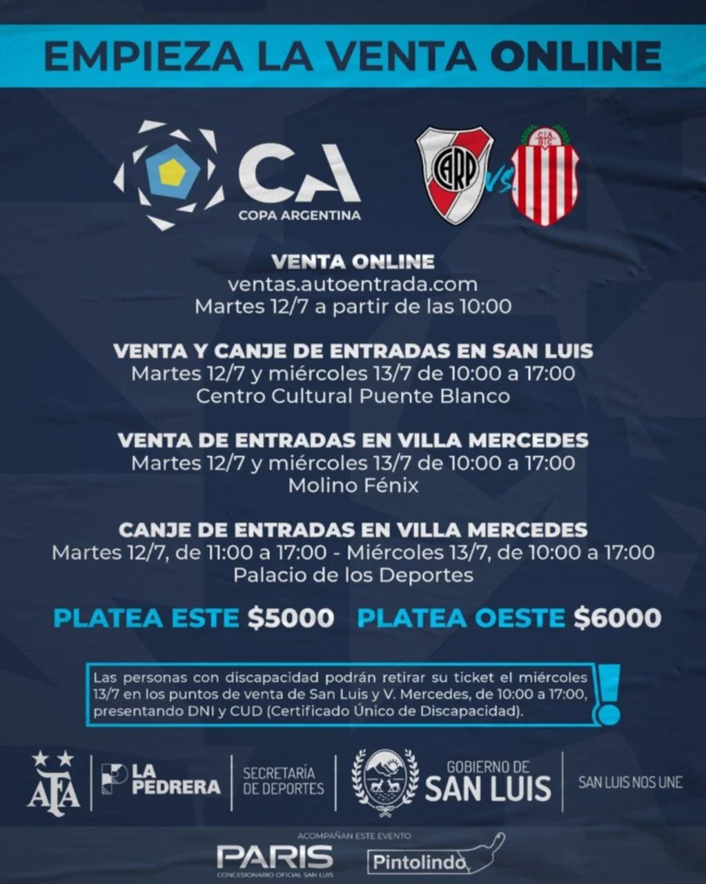 Venta online de entradas: River vs Barracas Central