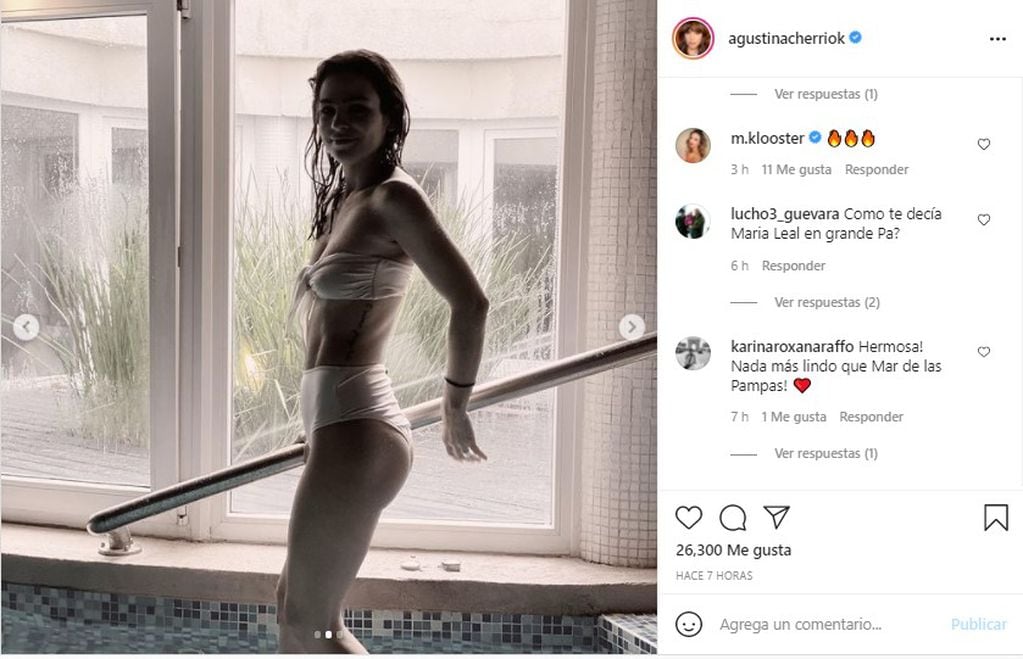 La actriz mostró una bikini blanca en Instagram.