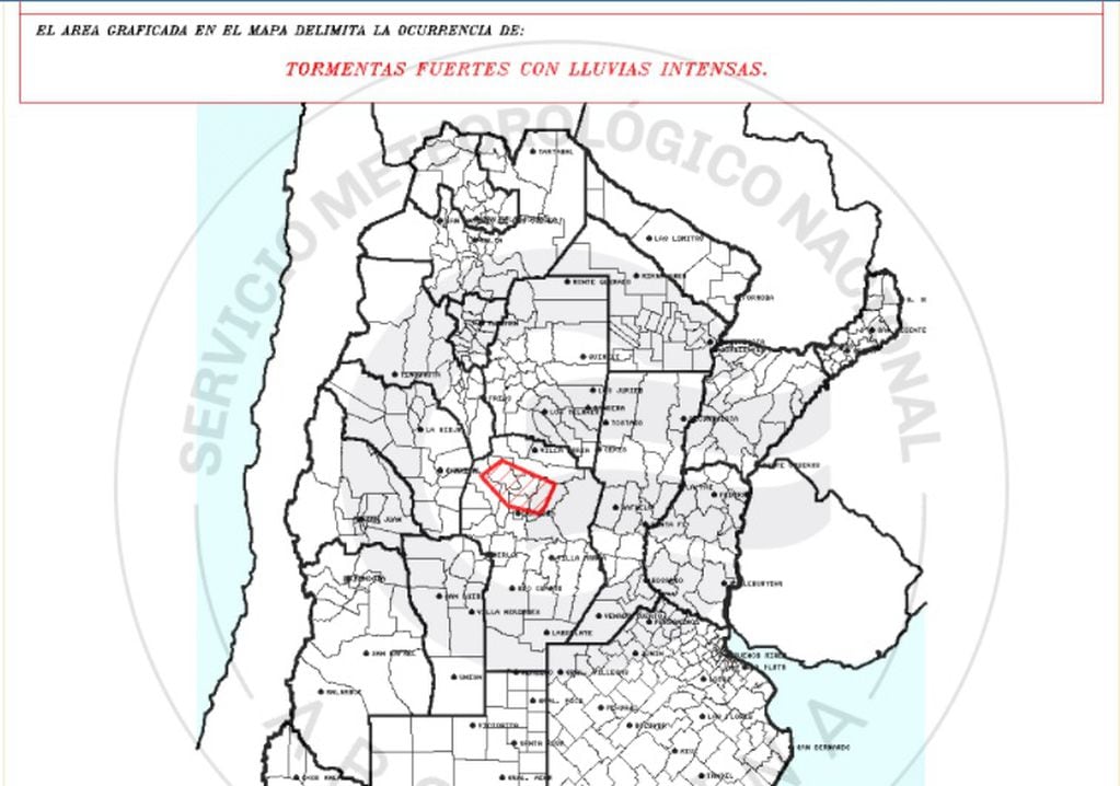 Alerta por tormentas fuertes para 7 departamentos de Córdoba (SMN)
