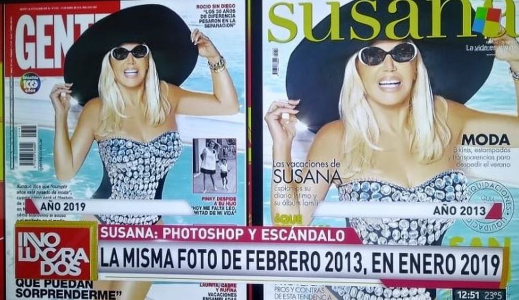 La imagen utilizada es la misma que usó la revista de Susana Giménez en febrero de 2013.