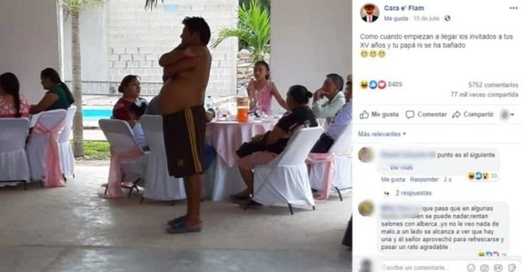 Una fotografía de un hombre sin camisa y en una fiesta se convirtió en furor.