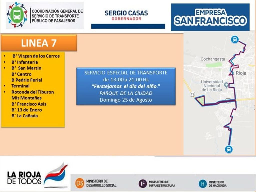 recorridos de las linea 7 para Chiquilines 2019