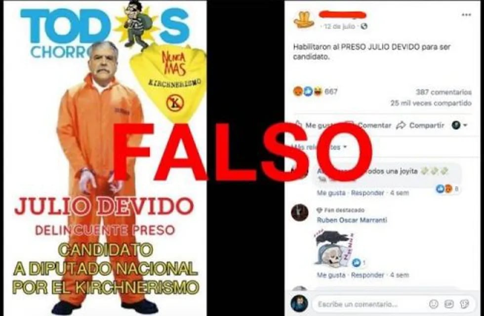 No, Julio de Vido no es candidato a diputado nacional por el Frente de Todos sino por otro partido. (Reverso)