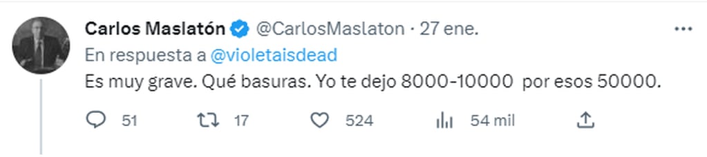 El reconocido abogado Carlos Maslatón también se sumó a la queja.