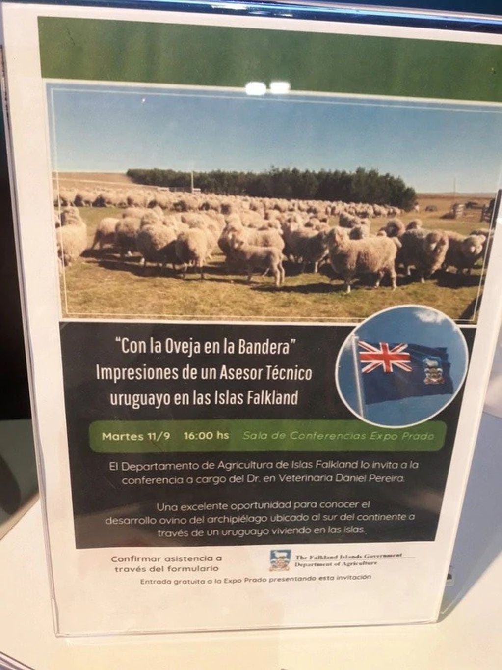 Una exposición en Uruguay exhibe a las Islas Malvinas como "Falkland Islands".