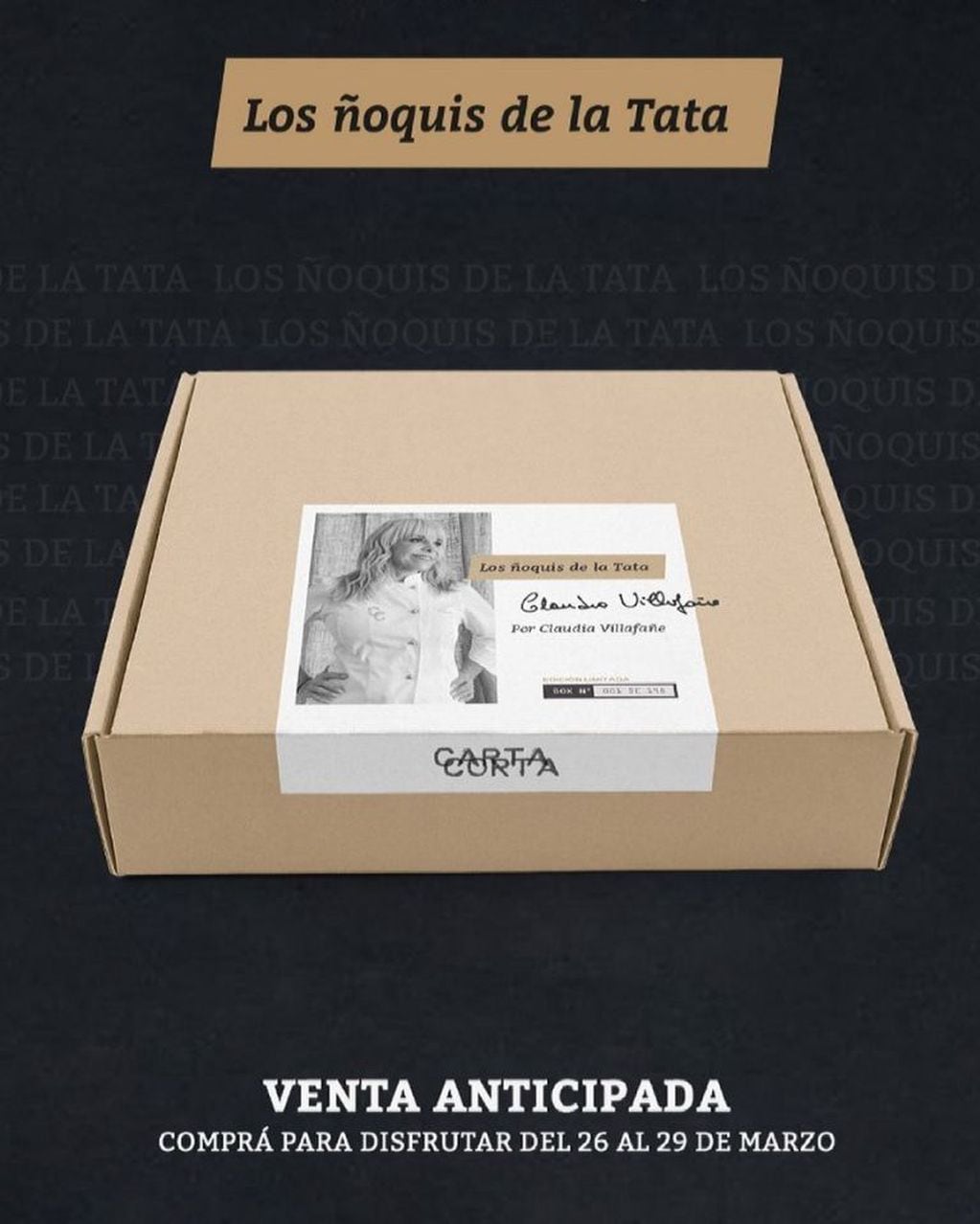 La box especial de los ñoquis de Claudia Villafañe.