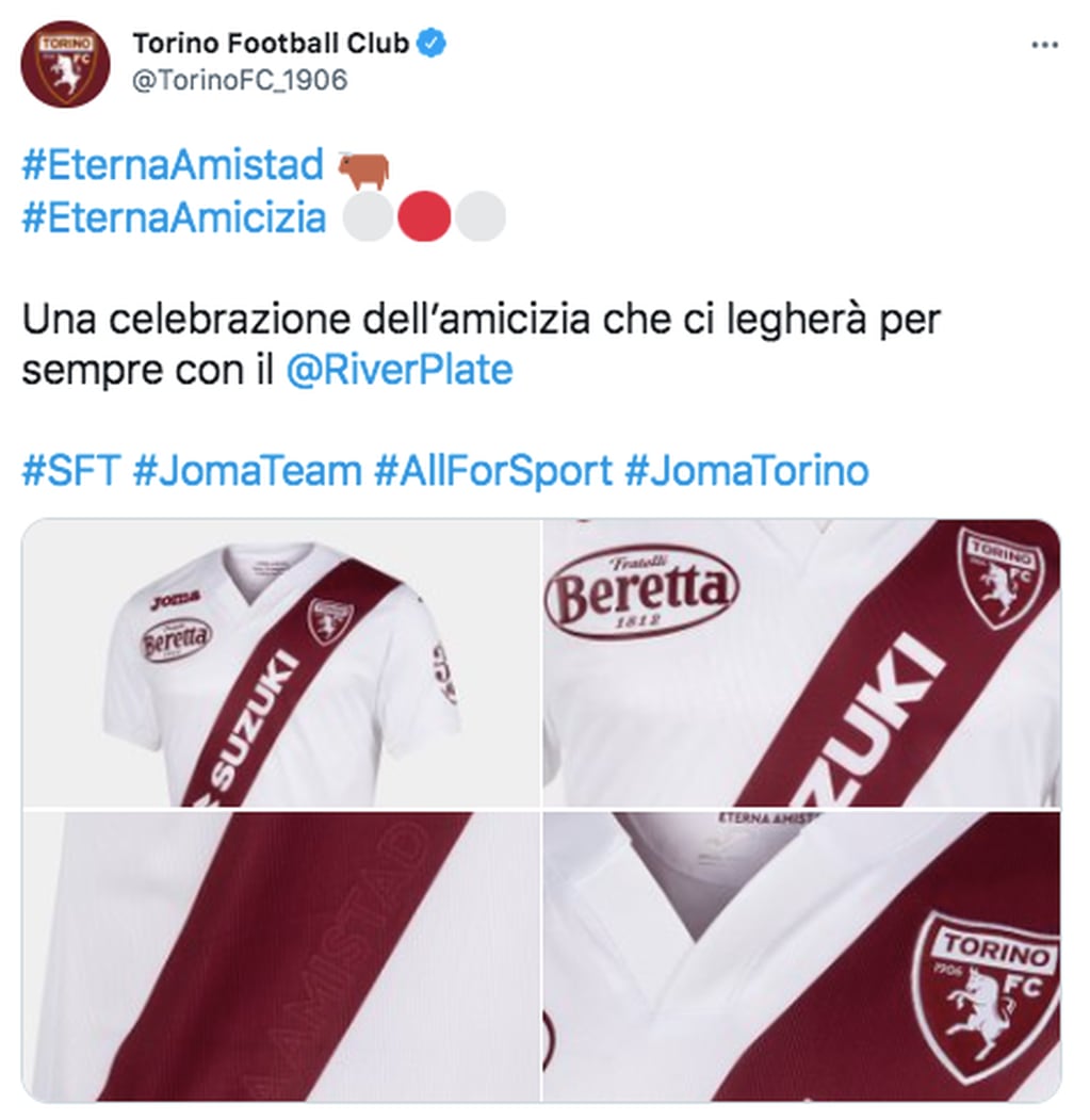 Torino lanzó una camiseta en homenaje a River.