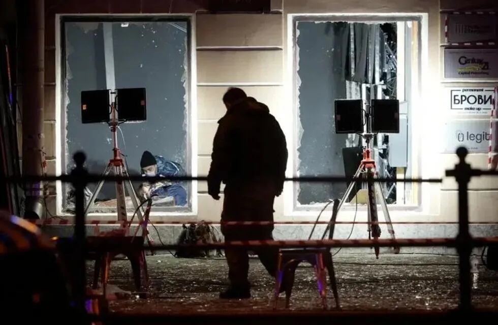El bar que explotó este domingo en Rusia.