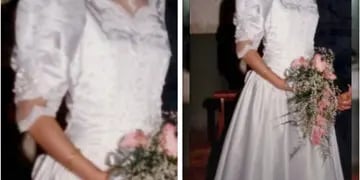Sandra Reyes busca su vestido de novia para que lo use su hija en su casamiento.