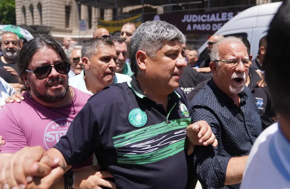 Pablo Moyano en la marcha a Tribunales. FOTO GUILLERMO RODRIGUEZ ADAMI