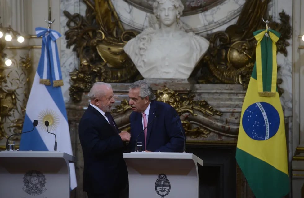 Los presidentes de Argentina y Brasil, Alberto Fernández y Lula da Silva en su último encuentro en Casa de Gobierno. Foto Clarín