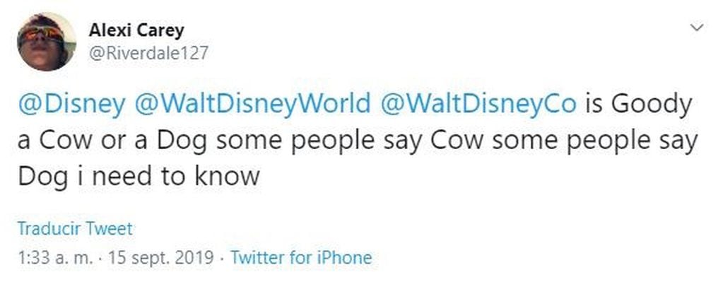 La pregunta del usuario a Disney (Twitter)
