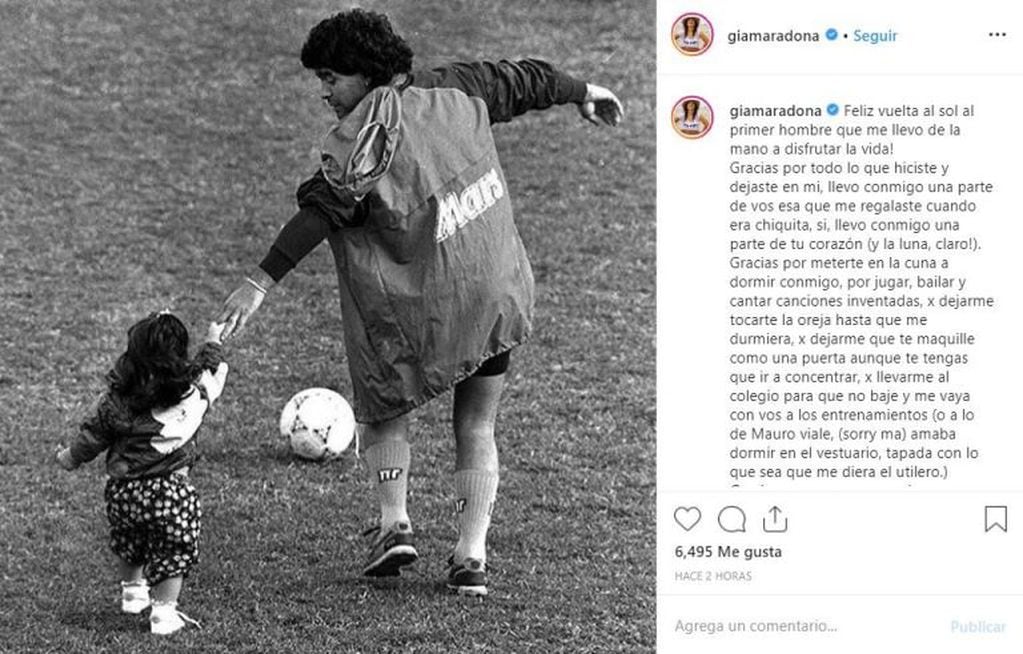 Gianinna Maradona compartió una foto y un emotivo mensaje por el cumpleaños de Diego (Foto: captura Instagram)