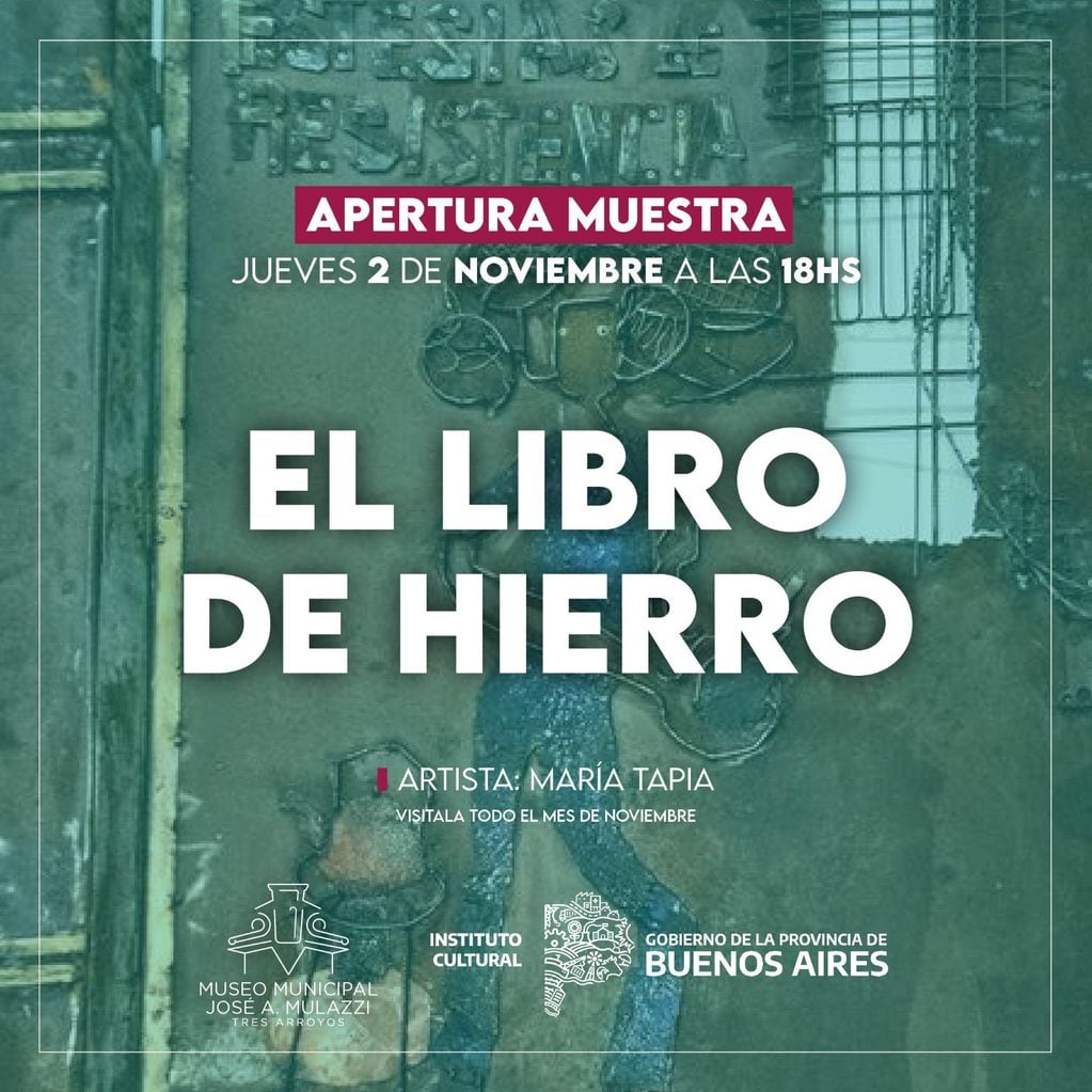 “El Libro de Hierro” muestra de María Tapia en el Museo Mulazzi de Tres Arroyos