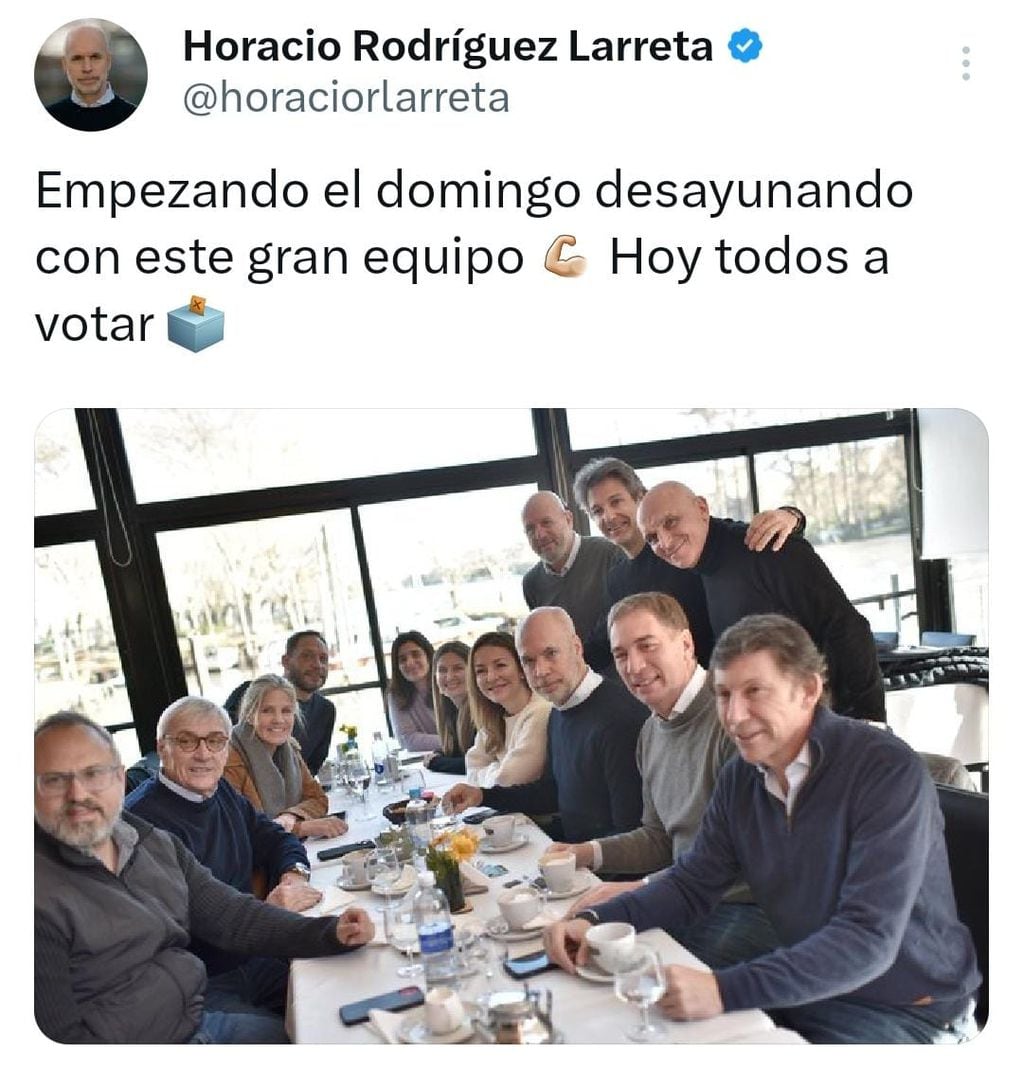 Horacio Rodríguez Larreta publicó una imagen del desayuno en su cuenta de Twitter