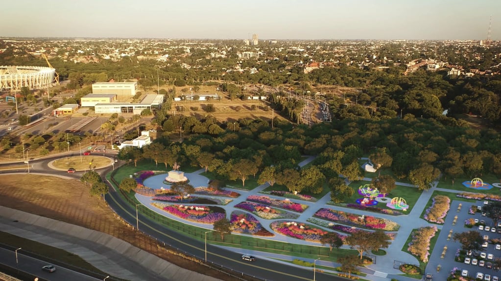 Imágenes de lo que será el parque General Bustos, que se emplazará en la zona noroeste de la ciudad, entre el río Suquía y Circunvalación (Prensa Gobierno de Córdoba).