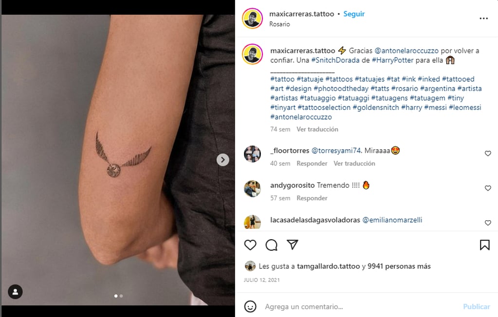 El tatuaje de Harry Potter de Antonela Roccuzzo.