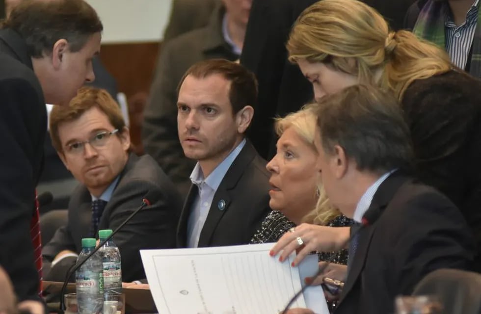 Fernando Sánchez y Elisa Carrio en la reunión de la comisión de asuntos constitucionales de la Cámara de Diputados debate expulsión del  diputado Julio De Vido.