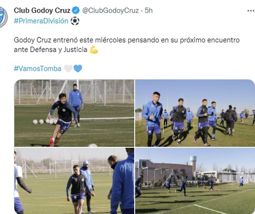 El plantel de Godoy Cruz prepara el partido del domingo para visitar a Defensa y Justicia.
