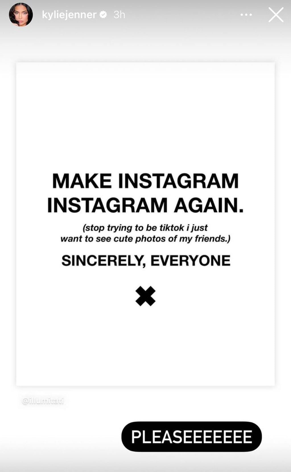 Kylie Jenner y Kim Kardashian se sumaron a la campaña para evitar que Instagram se convierta en TikTok.