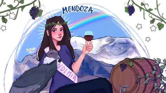 Mendoza humanizada en un dibujo