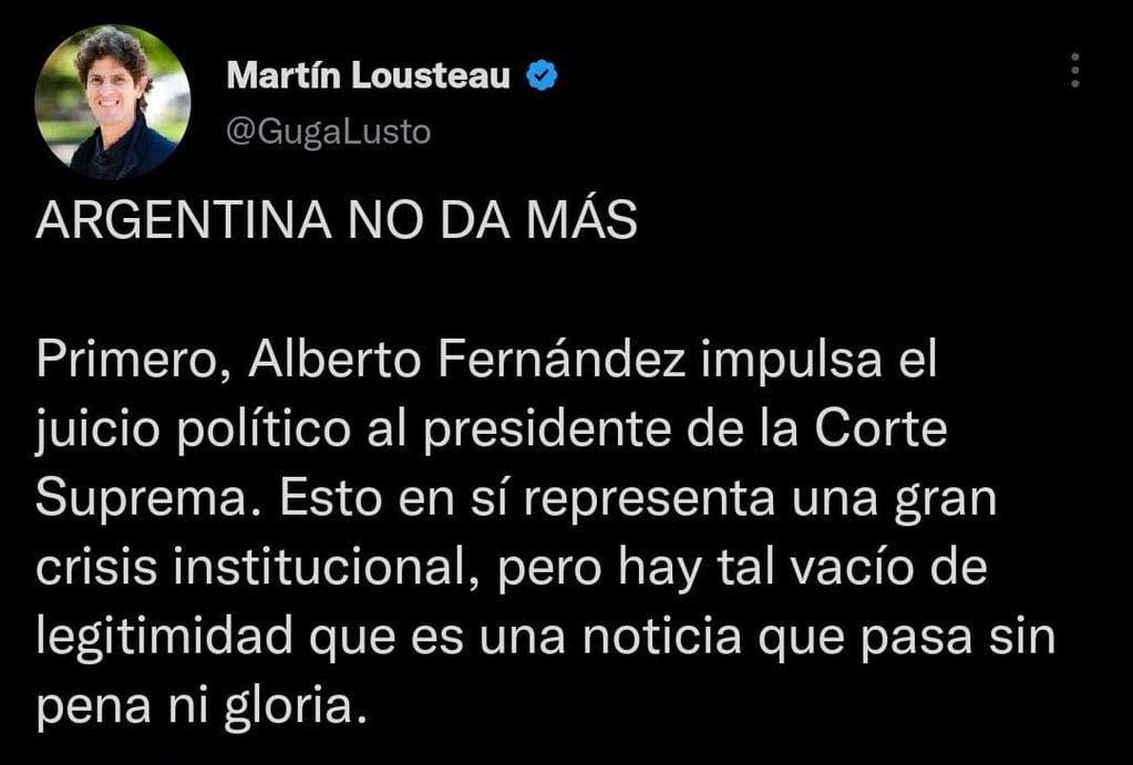 Martín Lousteau apuntó contra el gobierno de Alberto Fernández: "Argentina no da más".
