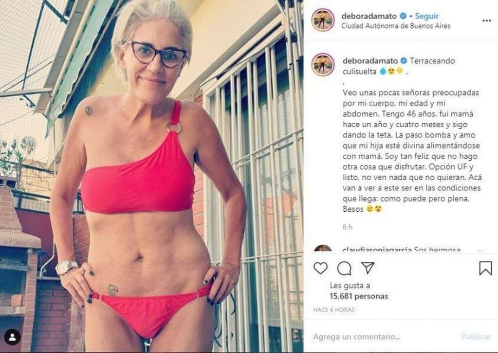 Débora D'Amato mostró cómo quedó su cuerpo a un año de ser mamá. (Instagram)