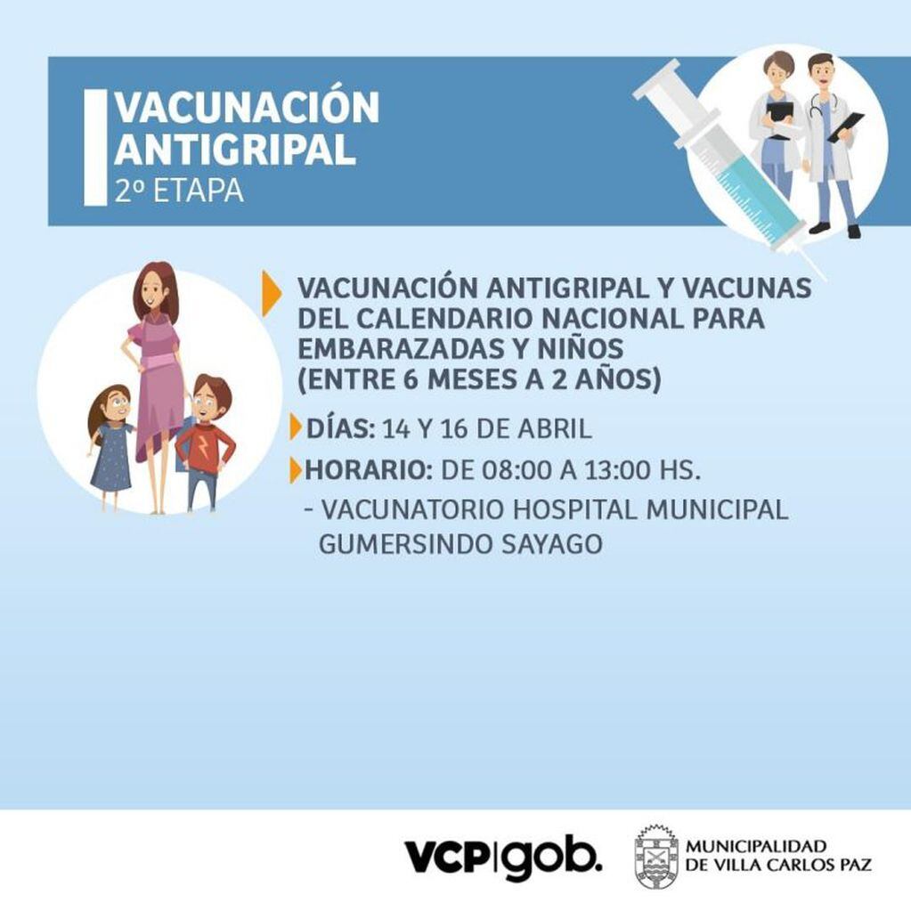 Cronograma para la segunda etapa de Vacunación Antigripal.
