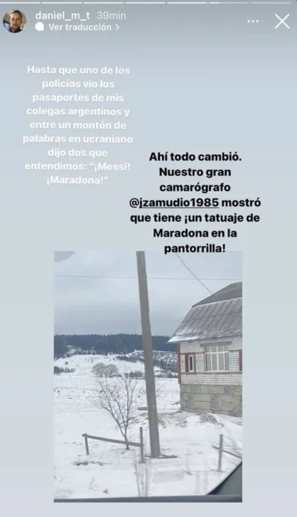 La historia que relató en sus historias de Instagram.