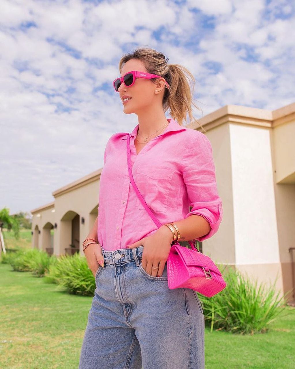 El look al estilo Barbie que lució Jésica Cirio a través de su cuenta de Instagram.