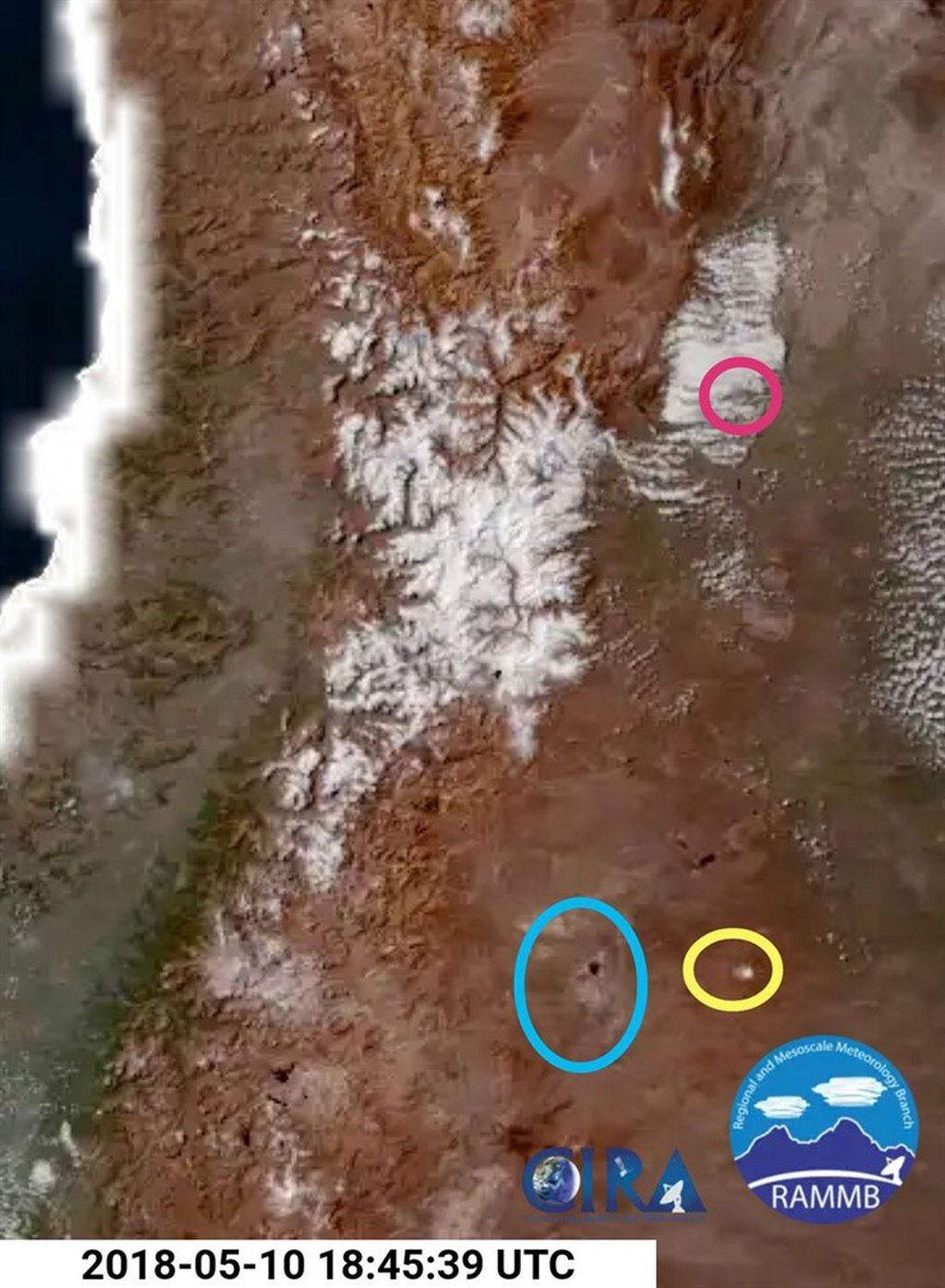 Imagen satelital publicada por el Programa Regional de Meteorología.
