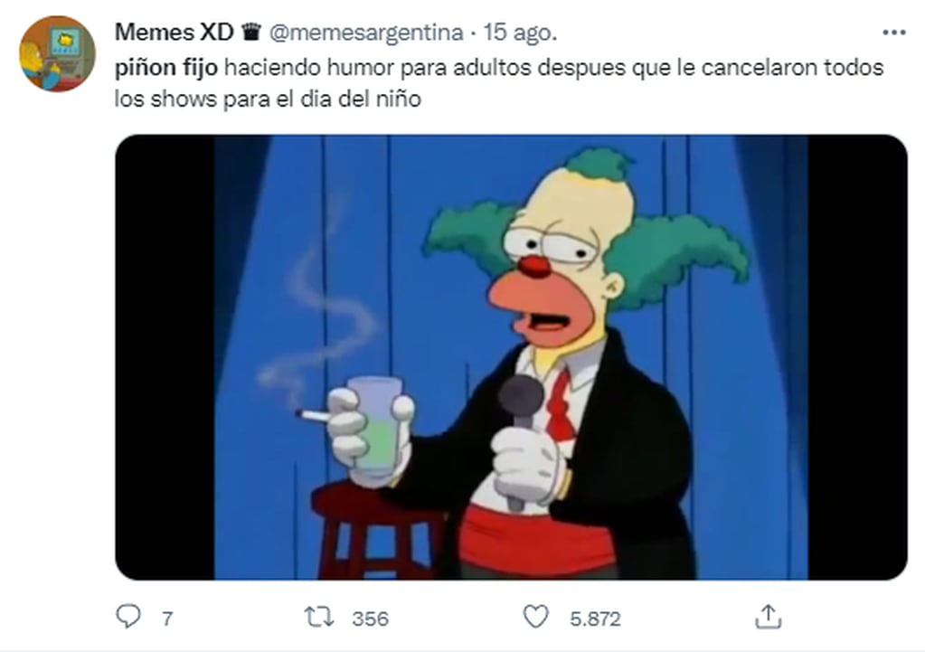 Las redes se inundaron de comparaciones entre Piñón Fijo y Krusty, el payaso de Los Simpson.