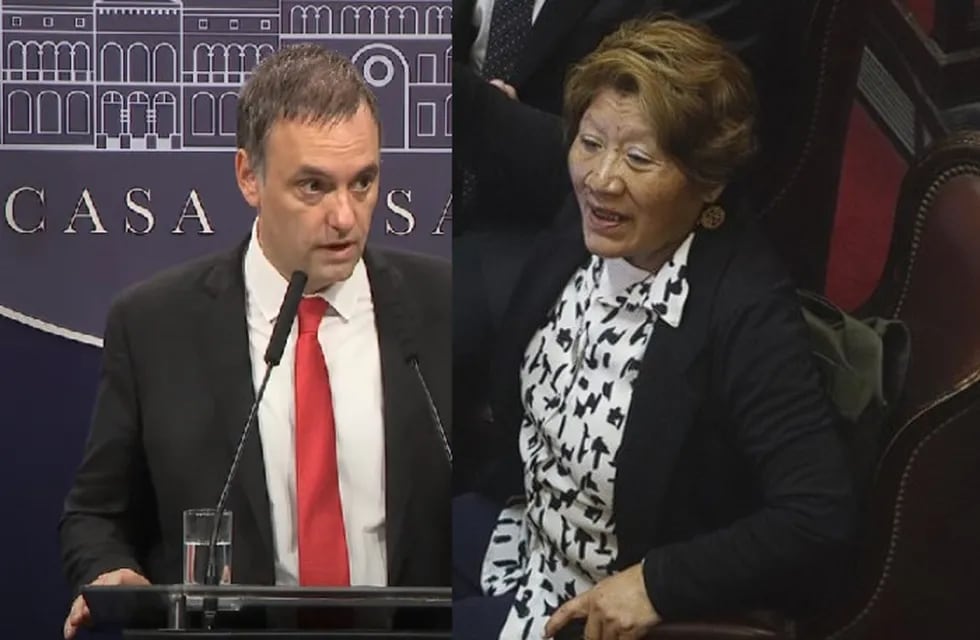Manuel Adorni, vocero presidencial, y Vilma Bedia, senadora nacional  por Jujuy de La Libertad Avanza.