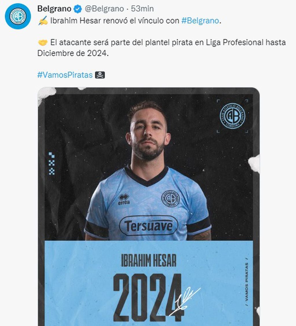 El Turquito Ibrahim Hesar se queda dos años más en Belgrano.