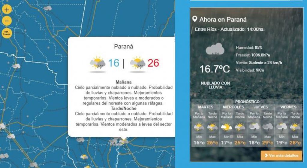 Se estima lluvias y tormentas para toda la semana en Entre Ríos