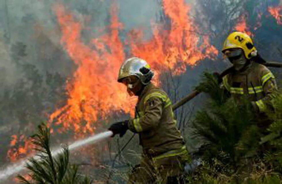Imagen de los bomberos combatiendo el fuego.
