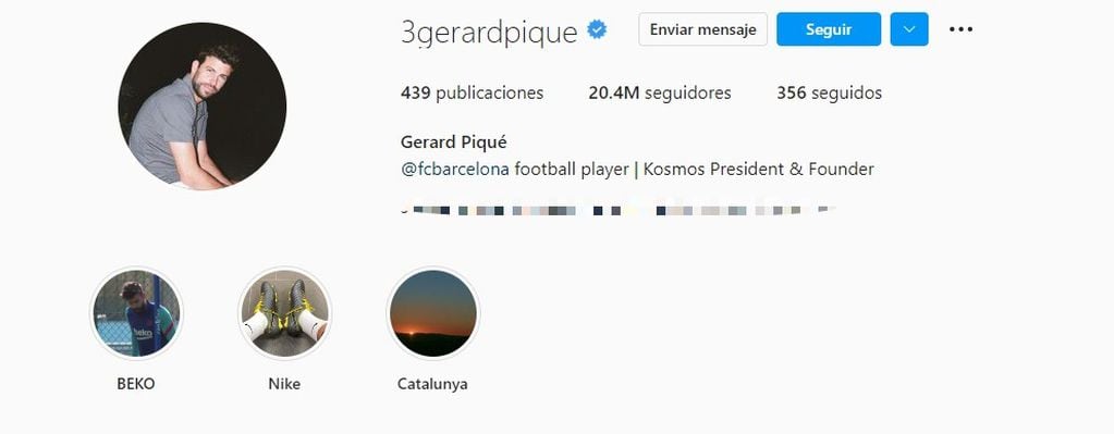 El nuevo perfil de Gerard Piqué en Instagram