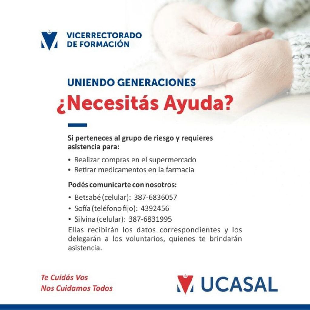 Voluntarios de la UCASAL hacen las compras para quienes lo necesiten (Facebook Ucasal - Universidad Católica de Salta)