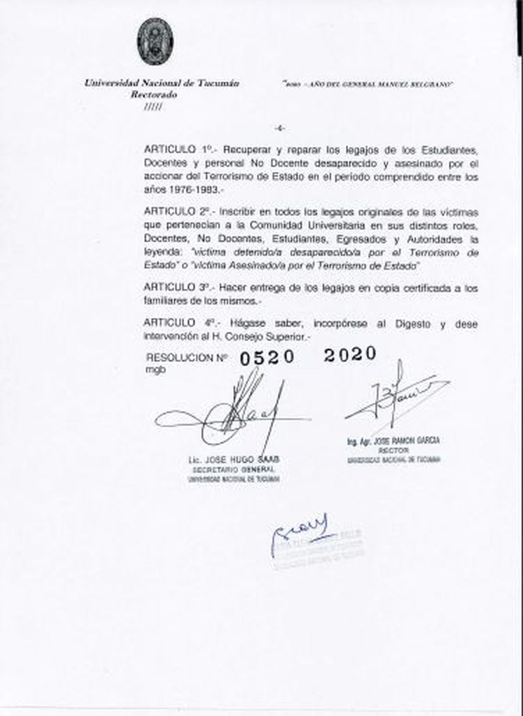 Resolución Universidad Nacional de Tucumán.
