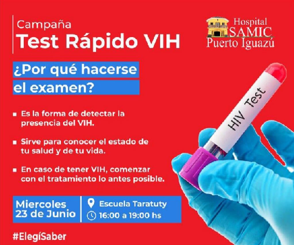 Mañana se realizará un nuevo Operativo de Testeo Rápido de VIH en Puerto Iguazú.