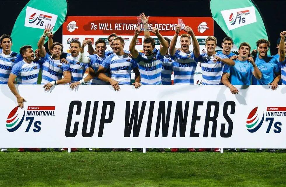 El seleccionado argentino de rugby seven, Los Pumas 7s gritó campeón en Dubai. / Gentileza.